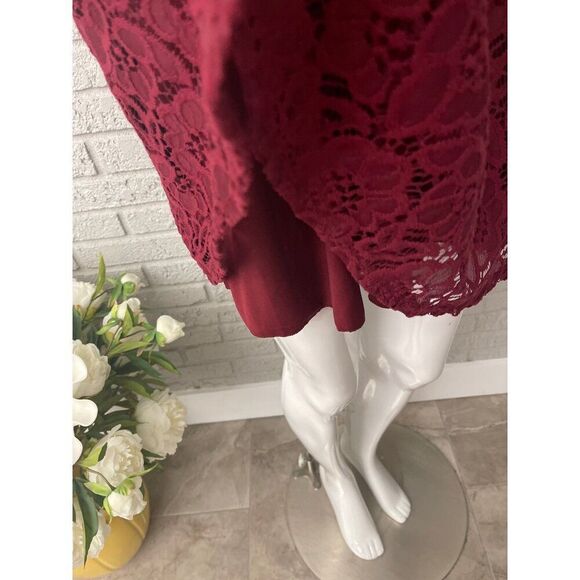 Jodi Kristopher Girls Fit and Flare Burgandy Lace Dress Size 1 juniors NWT - Picture 6 of 10